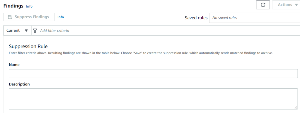 Fig. Creating suppression rule using the console