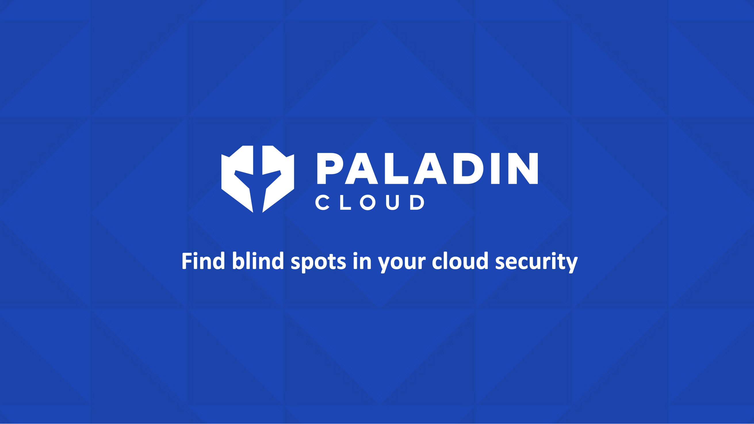The Paladin Cloud logo on a blue background. The byline underneath says Find blind spots in your cloud security